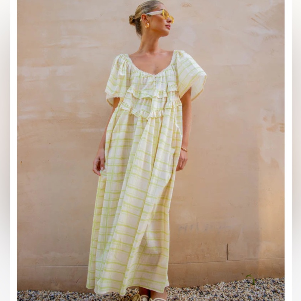 Yellow Plaid Maxi Dress